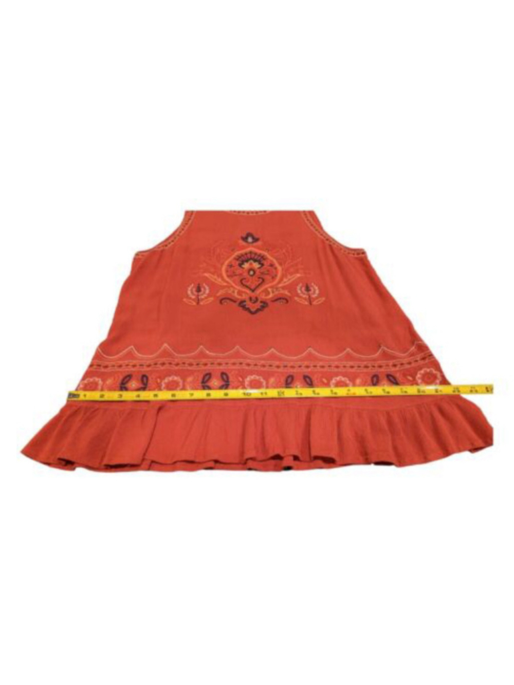 Coco + Jaimeson Top Ladies Med Rust Sleeveless Blouse Floral Embroidery Boho - Picture 9 of 9